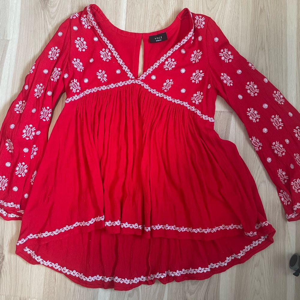 Red peasant top